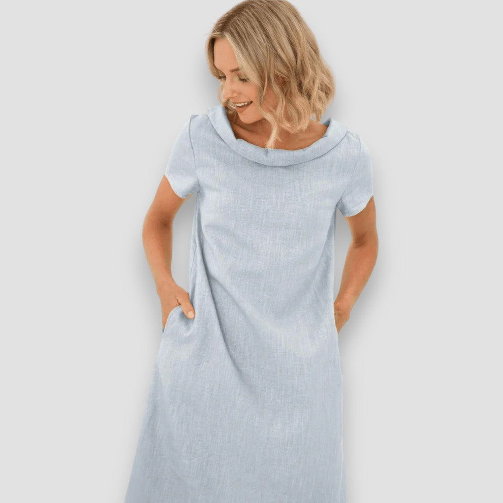 Mujeres - Vestido De Verano - A-Línea Con Cuello Bardot - Moda Casual - ELEGANCIA VERANIEGA