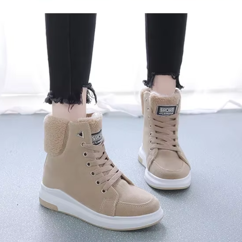 LIVIA - Botines altos de invierno con cordones y tacto suave para mujer