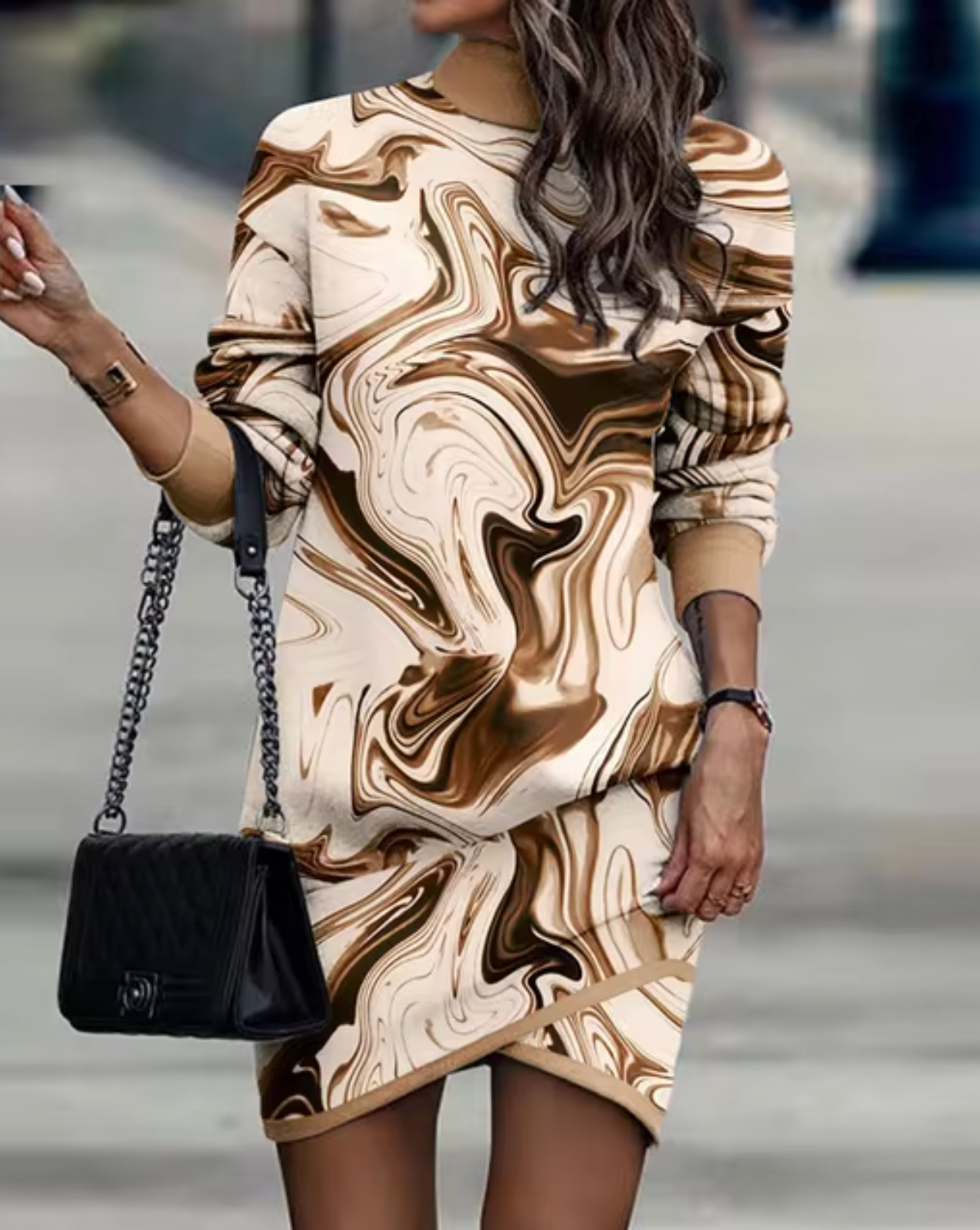 ALMA - Vestido casual con dobladillo asimétrico para mujer