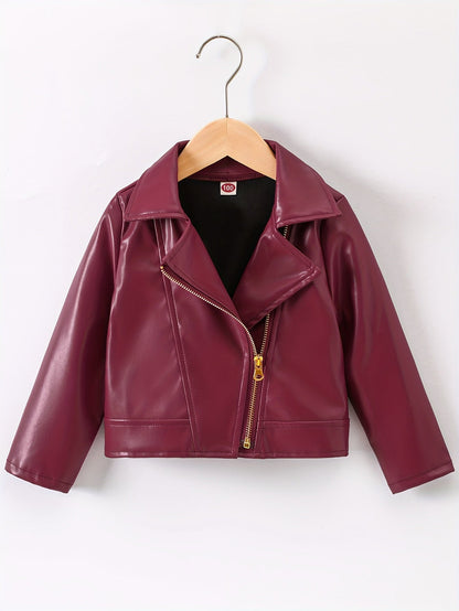 NADIA - Chaqueta de cuero PU con cuello invertido y cremallera diagonal para primavera y otoño