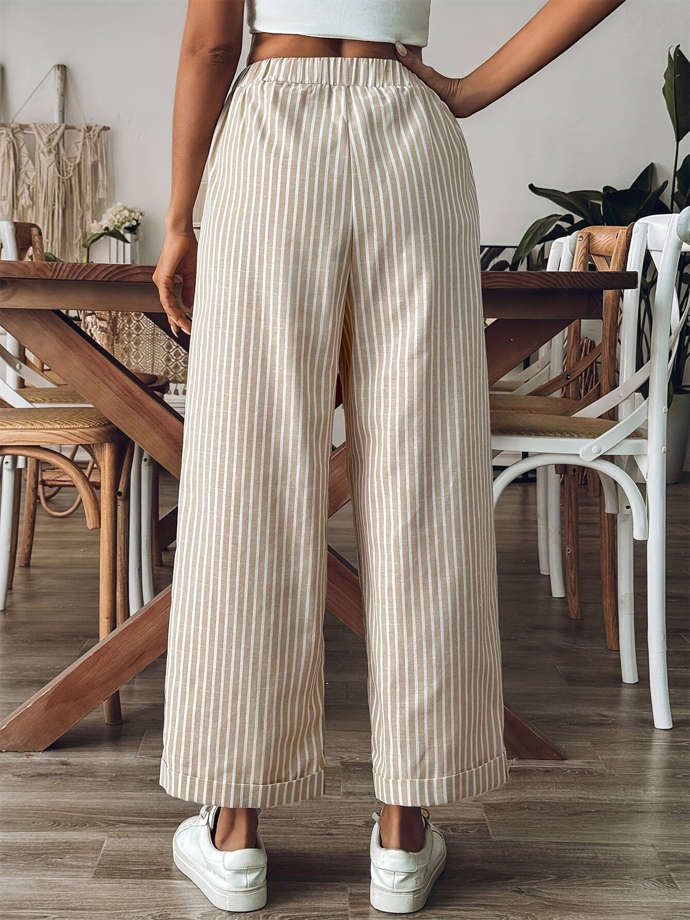 Pantalón fluido a rayas con cintura ajustable – NÉLIA