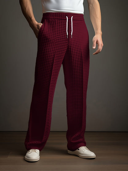 Pantalón holgado de hombre con textura y cinturilla ajustable – MANFREDO