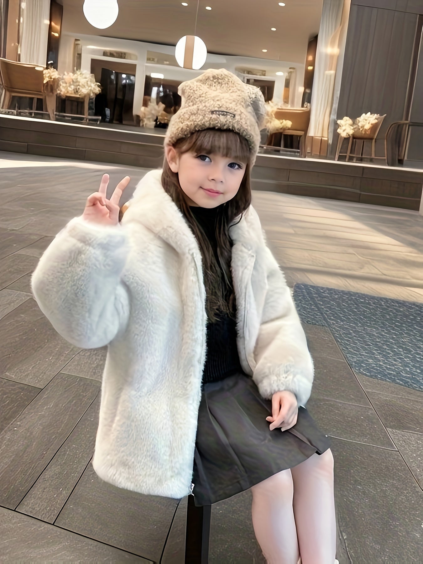 AURORA - Chaqueta con capucha y orejitas de felpa para niñas