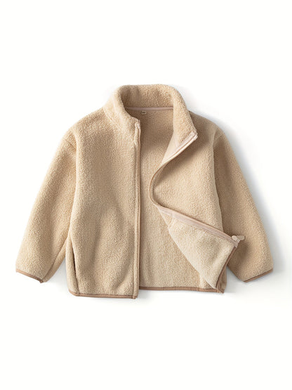 FENLE - Chaqueta polar de forro polar para niños en color sólido