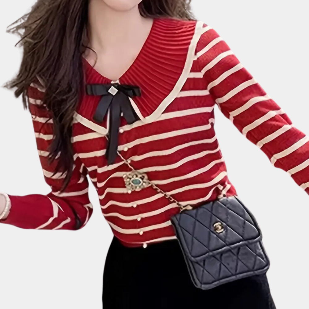 Xenia | Gestreepte Jersey de punto suave con rayas y diseño casual – LUNÉA