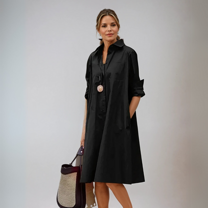Vestido camisero oversize negro para mujer – LUNA