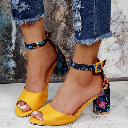 Sandalias de tacón ancho con punta abierta y pulsera al tobillo – LUMINIA BLOCK HEELS