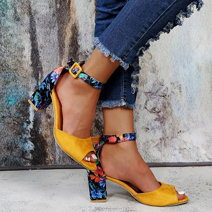 Sandalias de tacón ancho con punta abierta y pulsera al tobillo – LUMINIA BLOCK HEELS