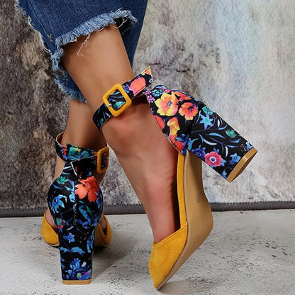 Sandalias de tacón ancho con punta abierta y pulsera al tobillo – LUMINIA BLOCK HEELS