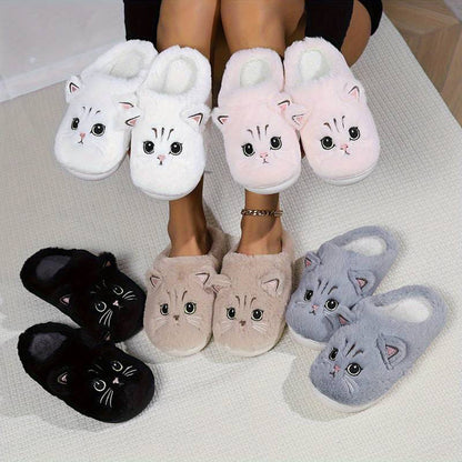 ROMÉE - Zapatillas de casa cálidas con diseño de gato para mujeres