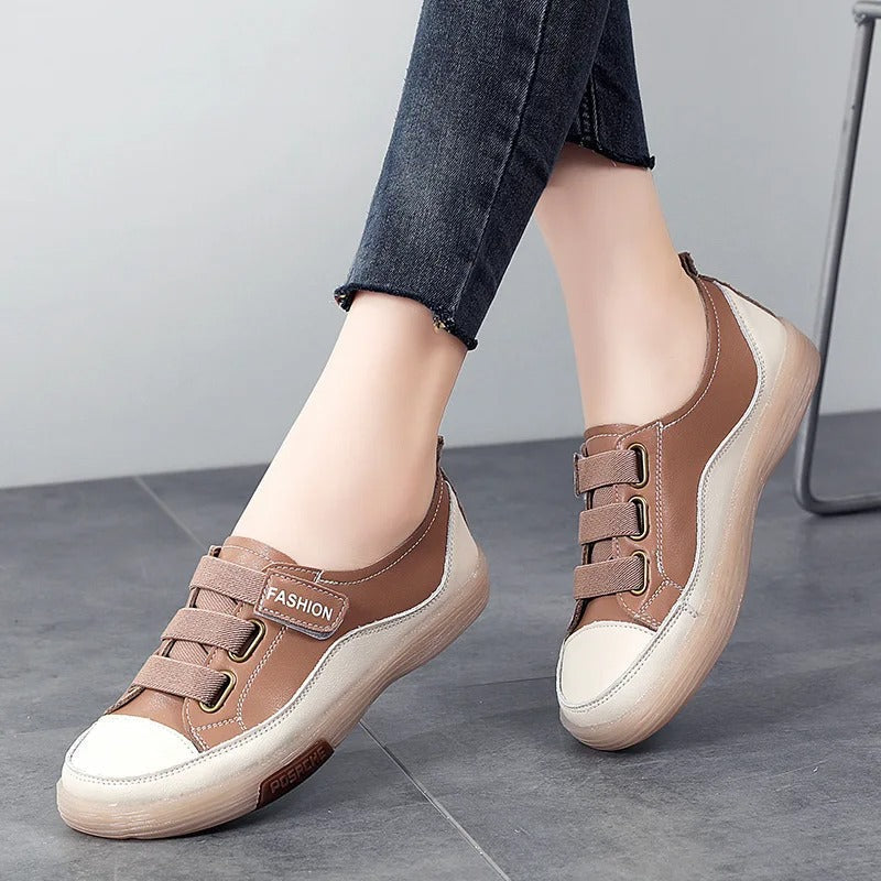 Zapatillas con bandas elásticas y punta en contraste para mujer – VIRELIA