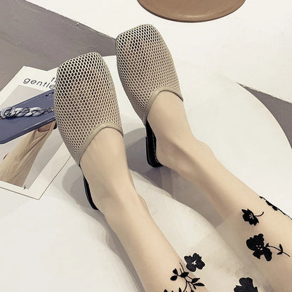 Mocasines elegantes con malla transparente y punta cuadrada – VELURIA