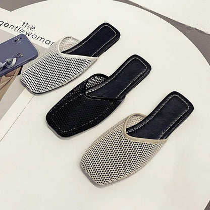 Mocasines elegantes con malla transparente y punta cuadrada – VELURIA