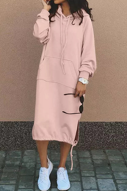Vestido sudadera largo con capucha para mujer – ANGELIKA