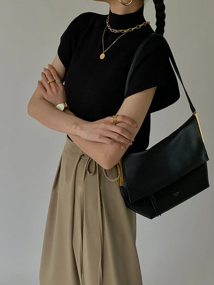 YULE - Elegante chaleco de punto con cuello alto y mangas con solapa para mujeres