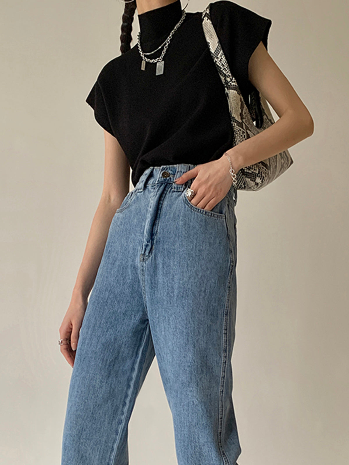 YULE - Elegante chaleco de punto con cuello alto y mangas con solapa para mujeres