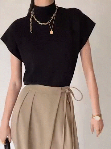 YULE - Elegante chaleco de punto con cuello alto y mangas con solapa para mujeres