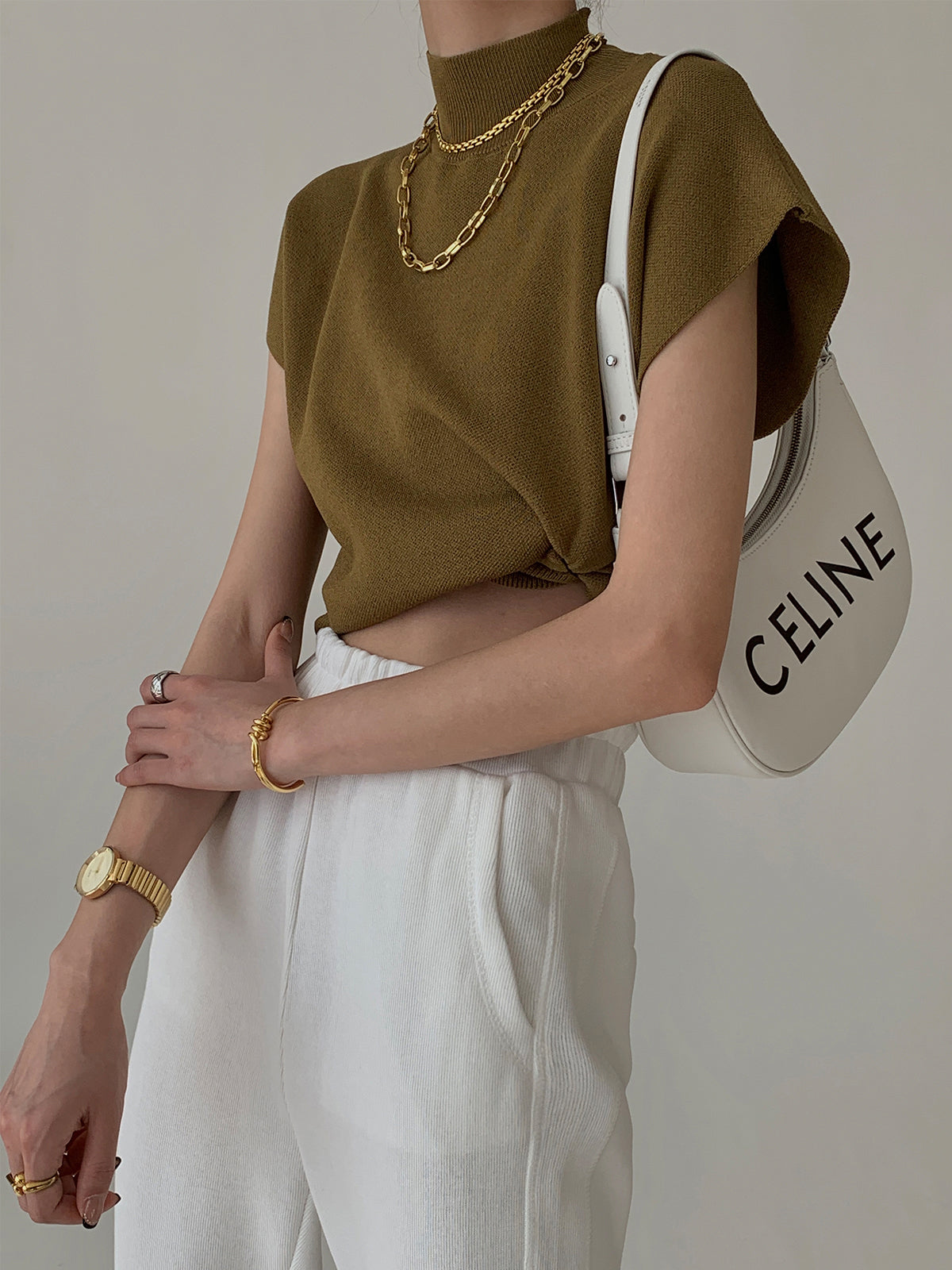 YULE - Elegante chaleco de punto con cuello alto y mangas con solapa para mujeres