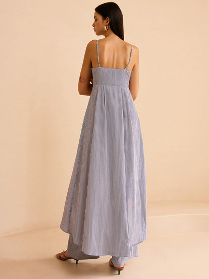 Conjunto de top camisón de rayas y pantalones de pierna ancha – LUMINA