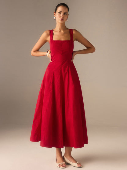 Vestido largo con espalda con cordones – LUMINA