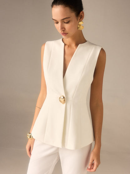 Chaleco sin mangas con botón, cuello en V – ARIELLE