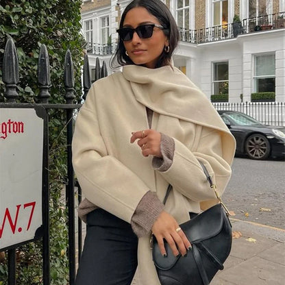 BAY - Cárdigan con botones y bufanda para mujeres