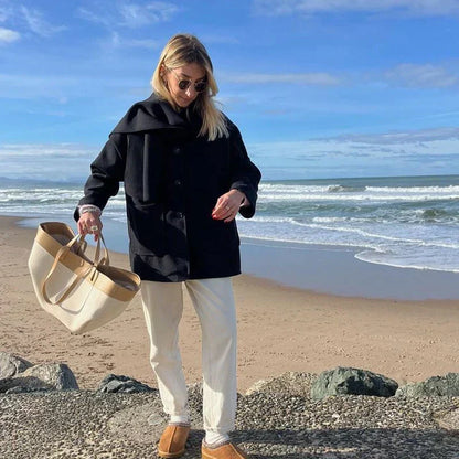 BAY - Cárdigan con botones y bufanda para mujeres