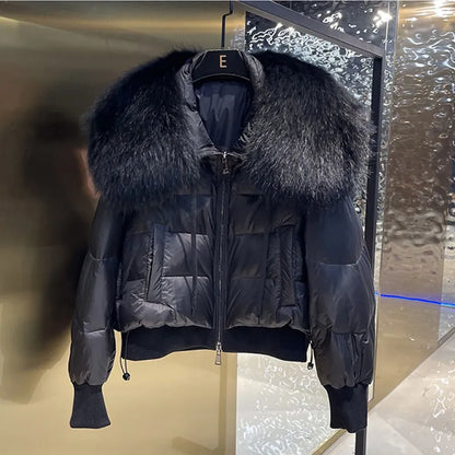 SELMA - Abrigo puffer de invierno con cuello de piel sintética para mujer