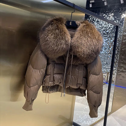 SELMA - Abrigo puffer de invierno con cuello de piel sintética para mujer