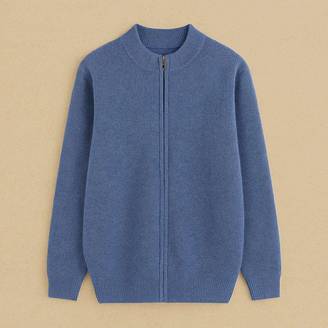 Chaqueta de punto para hombre con cremallera y manga larga – RENVERO
