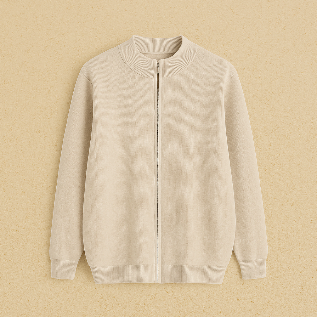 Chaqueta de punto para hombre con cremallera y manga larga – RENVERO