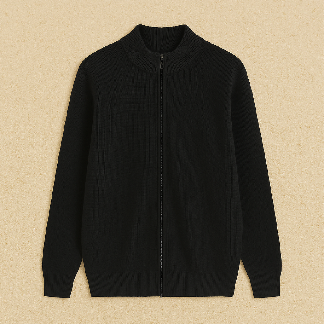 Chaqueta de punto para hombre con cremallera y manga larga – RENVERO