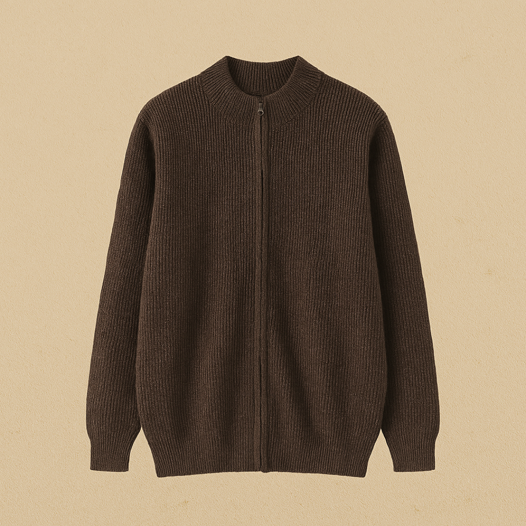 Chaqueta de punto para hombre con cremallera y manga larga – RENVERO