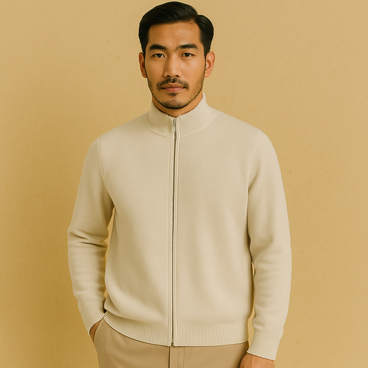Chaqueta de punto para hombre con cremallera y manga larga – RENVERO