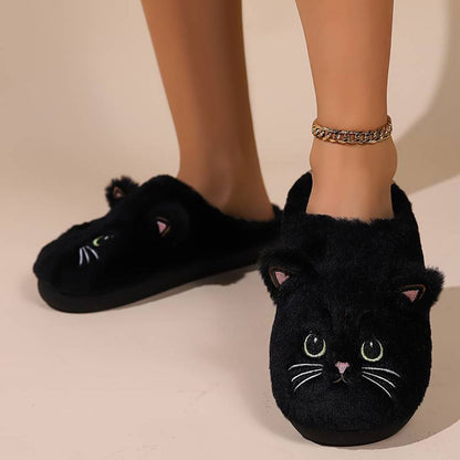 ROMÉE - Zapatillas de casa cálidas con diseño de gato para mujeres