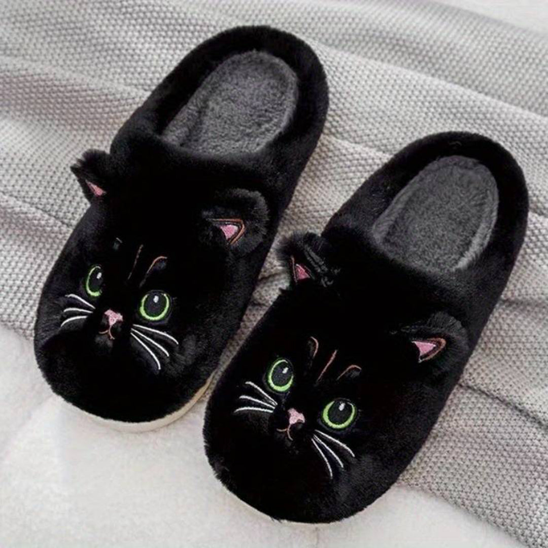 ROMÉE - Zapatillas de casa cálidas con diseño de gato para mujeres