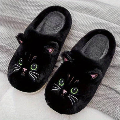 ROMÉE - Zapatillas de casa cálidas con diseño de gato para mujeres