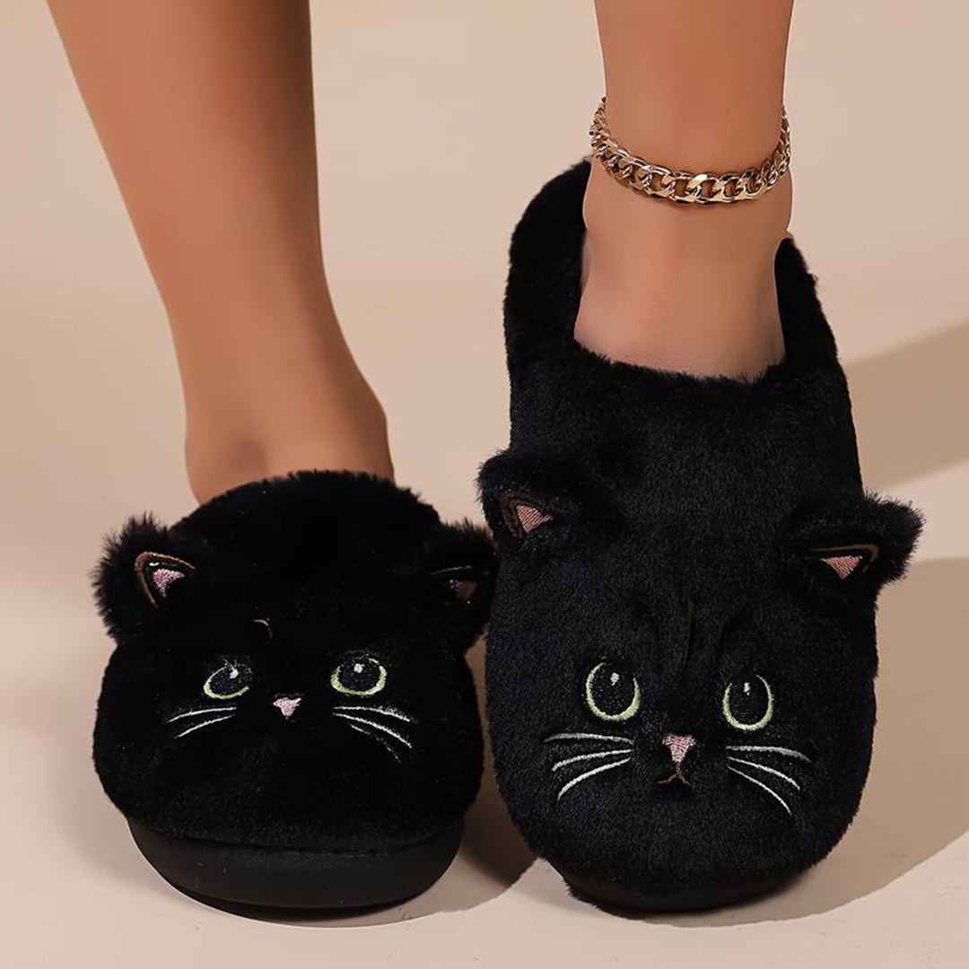 ROMÉE - Zapatillas de casa cálidas con diseño de gato para mujeres