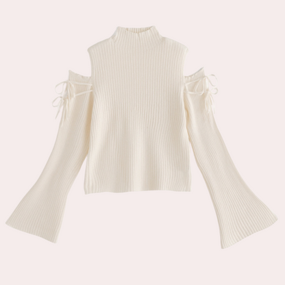 Jersey de punto canalé con diseño de hombros descubiertos – ZAYRA