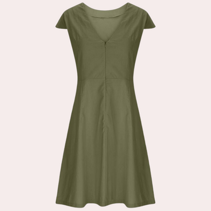 Vestido Midi Efecto Liso para Mujeres con Estilo Casual y Elegante – AGNETE