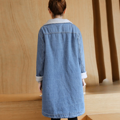LISBETH - Chaqueta de denim larga elegante de invierno para mujer