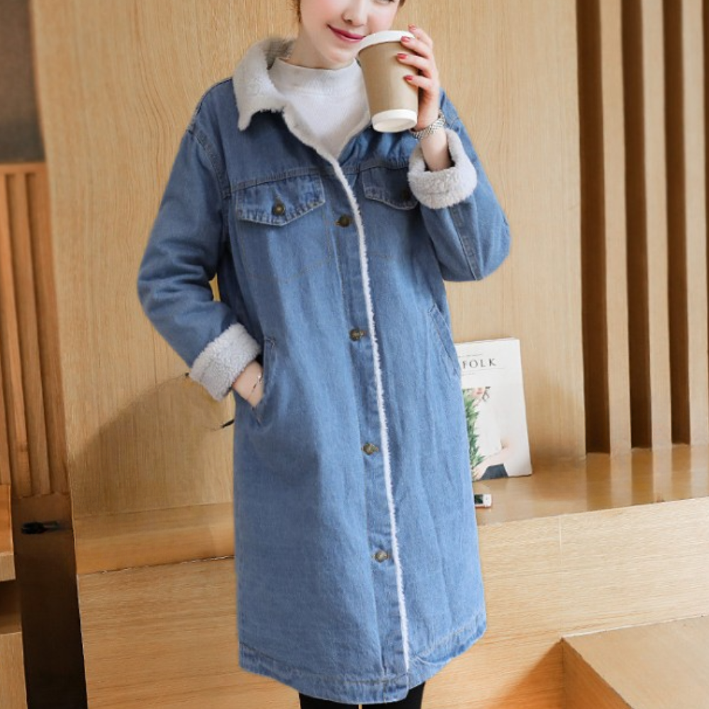 LISBETH - Chaqueta de denim larga elegante de invierno para mujer