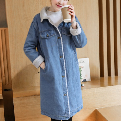 LISBETH - Chaqueta de denim larga elegante de invierno para mujer