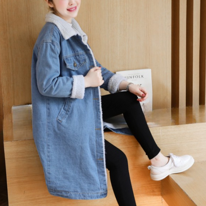 LISBETH - Chaqueta de denim larga elegante de invierno para mujer