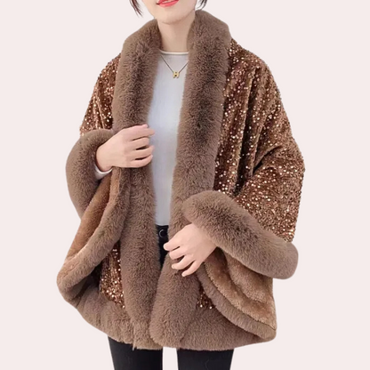 NATI - Abrigo tipo bufanda glamourosa y elegante de invierno para mujer