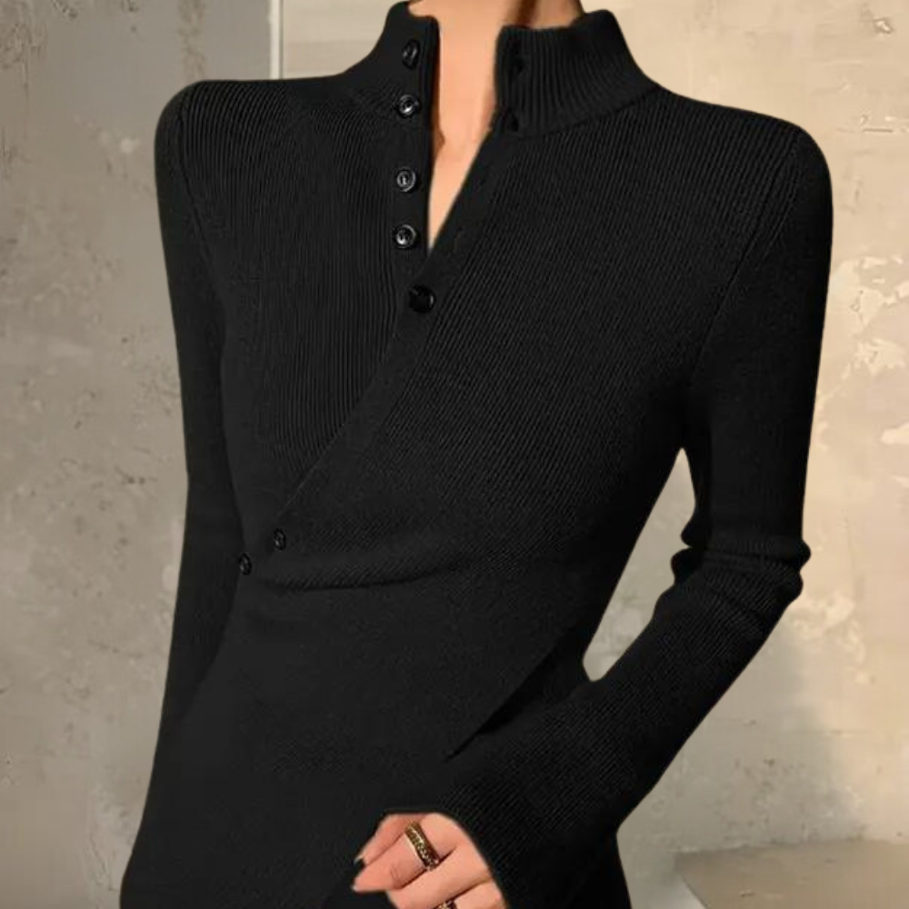 LUCÍA - Jersey envolvente de cuello alto para mujer