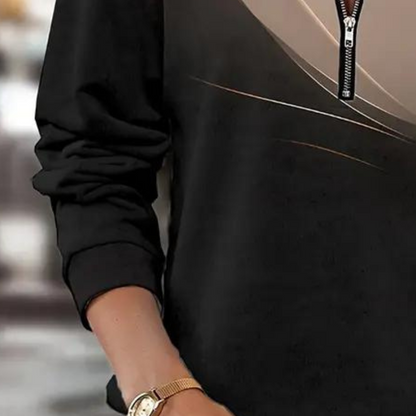 NEREA - Sudadera degradada con cremallera y mangas largas para mujer