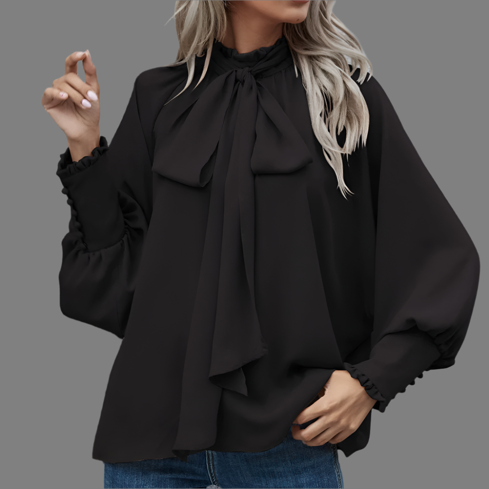 ISABEL - Blusa para mujer con lazo y mangas largas