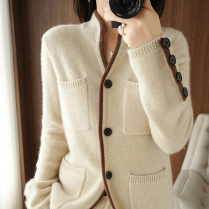 ELISA - Cárdigan de punto con bolsillos para mujer