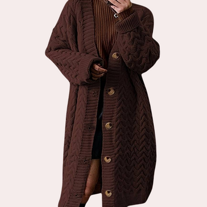 VALERIA - Cárdigan largo de punto con ajuste relajado para mujer